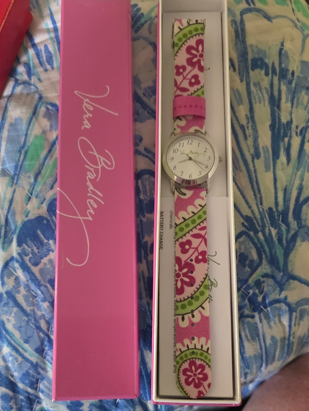 Vera Bradley New Pink Paisley Patterned Strap Watch